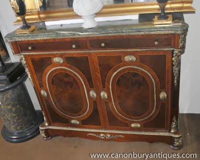 French Empire Double Credenza Cabinet Kingwood Sideboard Server