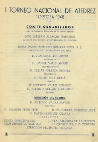 Página 4 del Boletín del I Torneo Nacional de Ajedrez de Tortosa 1948