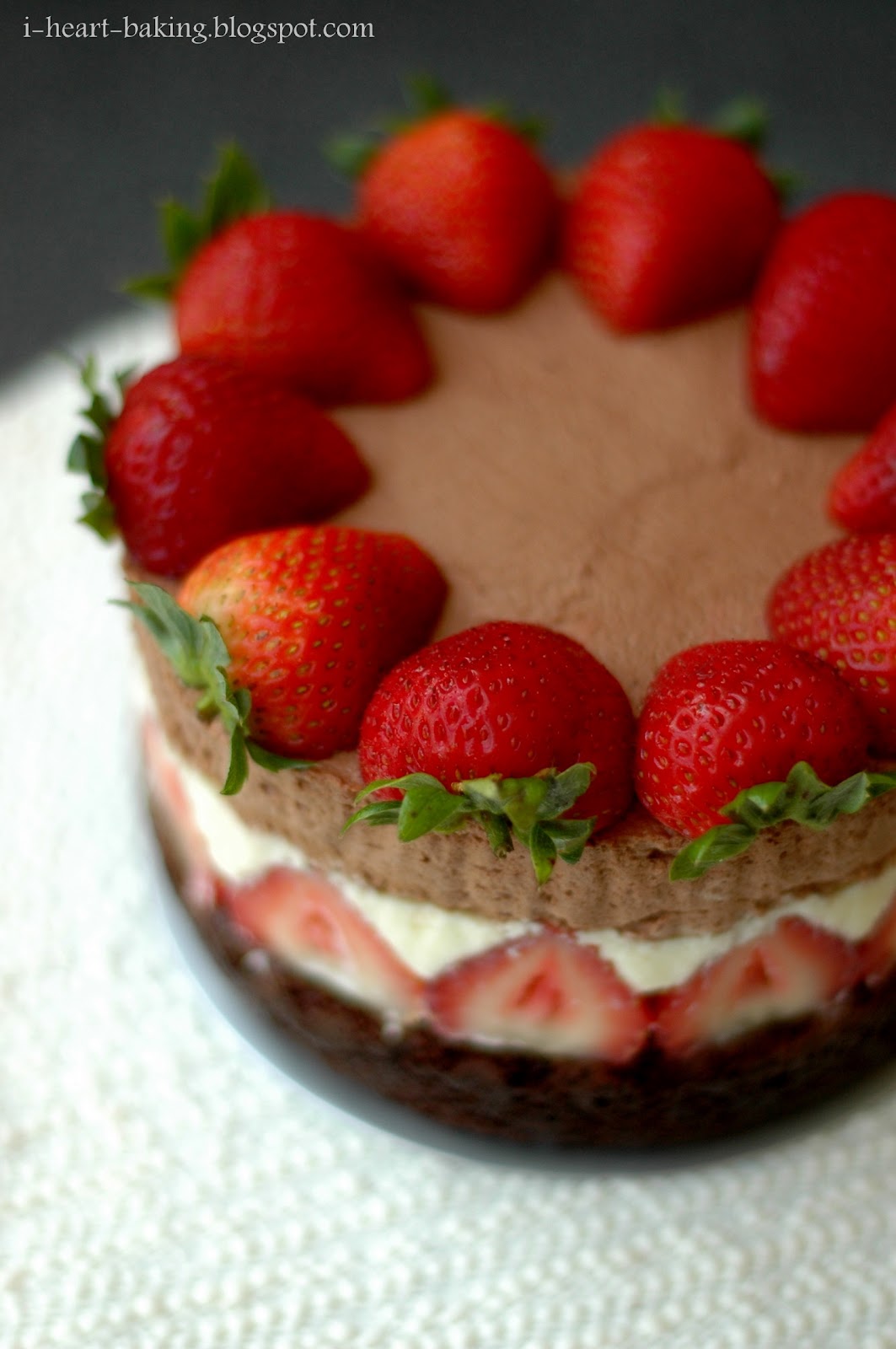 chocolate cake recipe with strawberries father's day - triple chocolate mousse cake with strawberries