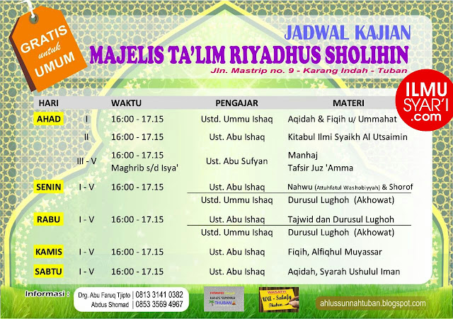 Informasi Jadwal Kajian Sunnah di Tuban