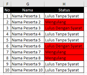 Cara menandai sel yang berisi teks 7