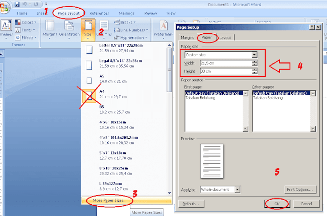 Cara Menambah Ukuran Kertas F4 di Microsoft Office Word Secara Permanen