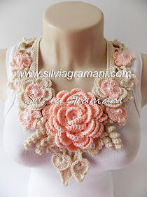 colar de croche com flores, pap colar de croche, croche