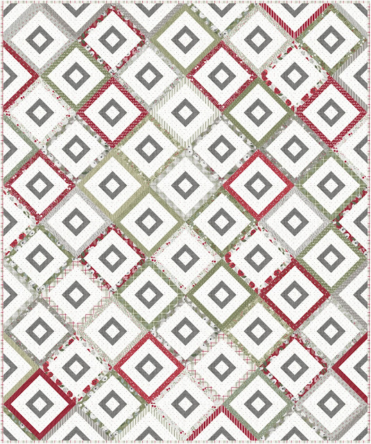 Honey Squares quilt pattern in Christmas Eve fabric by Lella Boutique