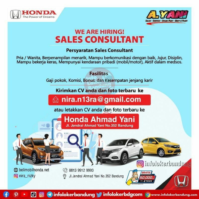 Lowongan Kerja Honda Ahmad Yani Bandung Oktober 2022 I Follow IG: @infolokerbandung