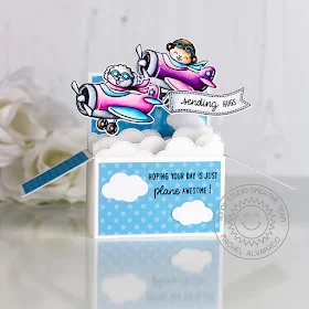 Sunny Studio Stamps: Plane Awesome Fluffy Clouds Border Dies Sending Hugs Card by Rachel Alvarado