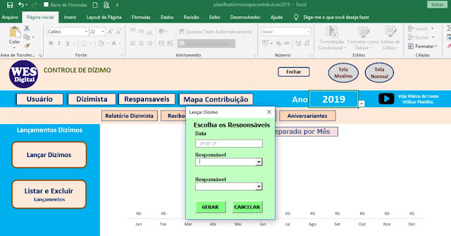 Planilha Excel MAPA Financeiro e Controle de Dízimo