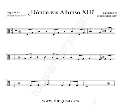 Dónde vas Alfonso XII partitura para viola en clave de Do