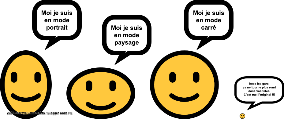 Blogger Humour - Les smileys jouent avec les tailles d'affichage.