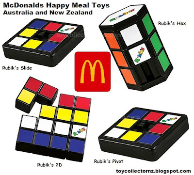 McDonalds Rubiks Happy Meal Toys 2020 including Rubiks Slide, Rubik's Pivot, Rubiks 2D and Rubik's Hex puzzles