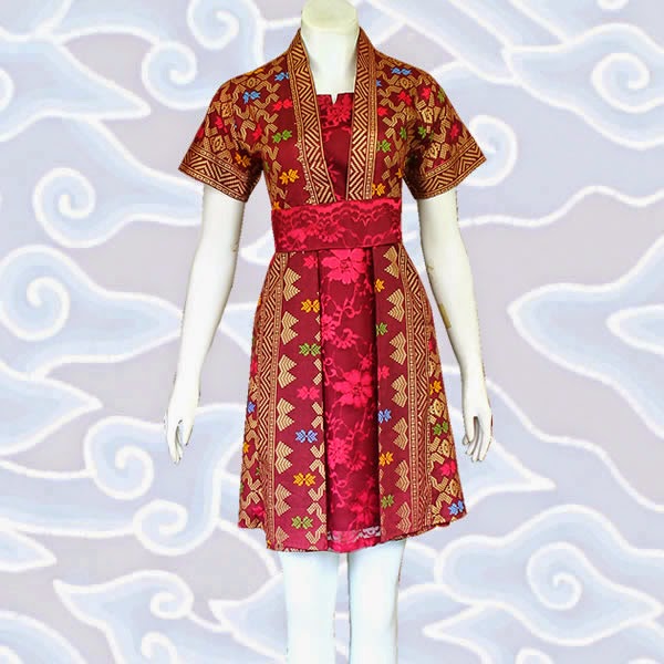 Model Dress  Batik  Kombinasi  Brokat  Lace dan  Polos Baju 