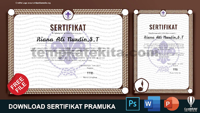 Download Contoh Sertifikat Pramuka Word Coreldraw Dan Photoshop Gratis