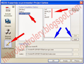 AVR Studio - Dodawanie opcji linkera.