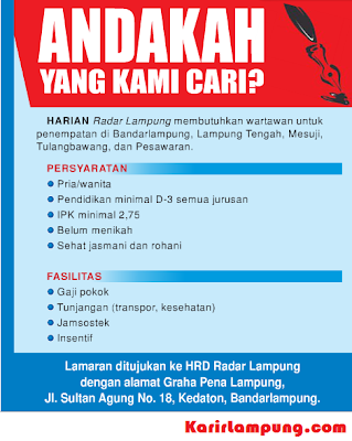 Lowongan Wartawan Radar Lampung Terbaru 2013