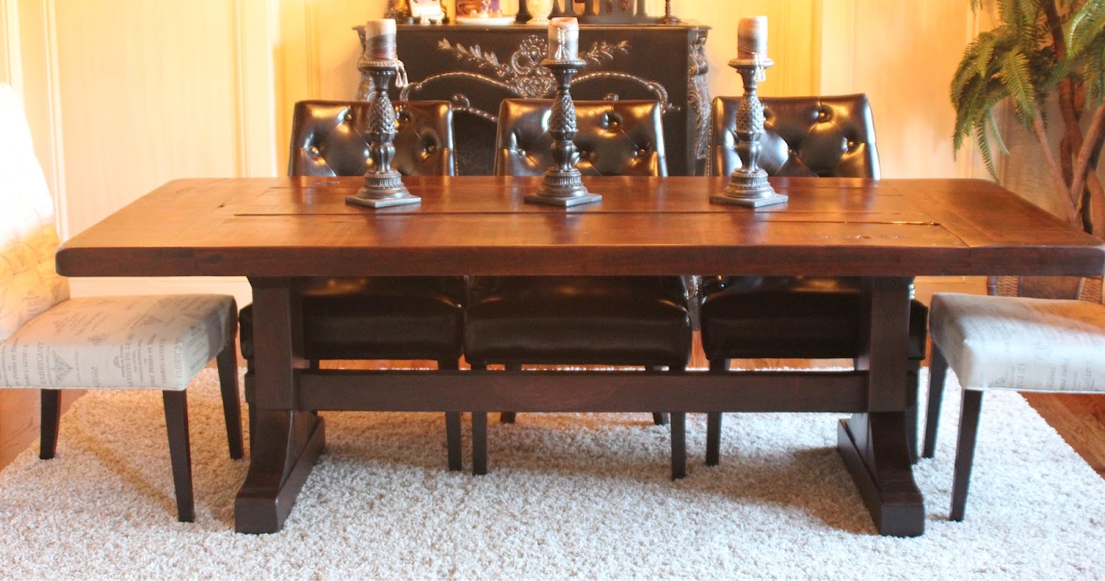  Tables: "The Emerson" Rustic, Distressed Trestle Dining Table $1900