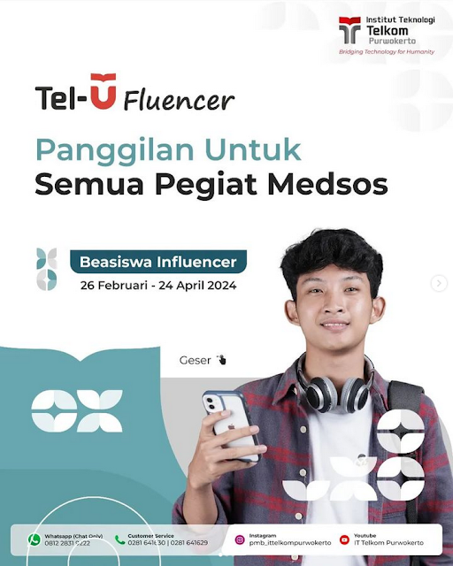 Panggilan untuk semua pegiat Media Sosial, Beasiswa Tel-U Fluencer