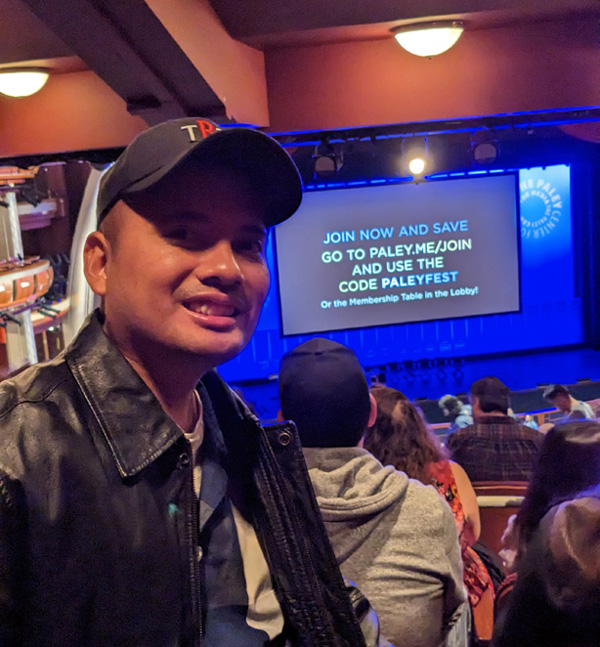 Waiting for THE MANDALORIAN screening to begin inside the Dolby Theatre's auditorium during Day 1 of PaleyFest LA...on March 31, 2023.