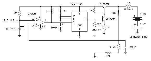 Simple Lithium Ion Charger 2 Cell Circuit Diagram