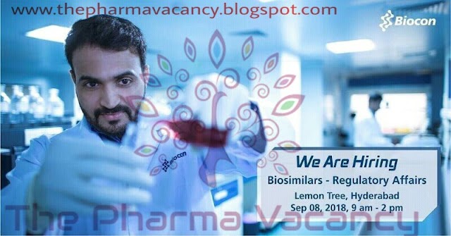 Biocon - BIOSIMILARs for Regulatory Affairs on 8th September, 2018 | Hyderabad