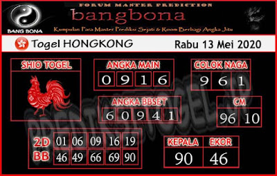 Prediksi Bang Bona HK Rabu 13 Mei 2020