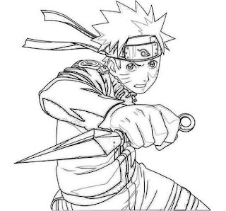  Sketsa  gambar  naruto saat beraksi untuk belajar mewarnai anak