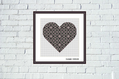 Vintage ornament heart Valentine cross stitch pattern Tango Stitch