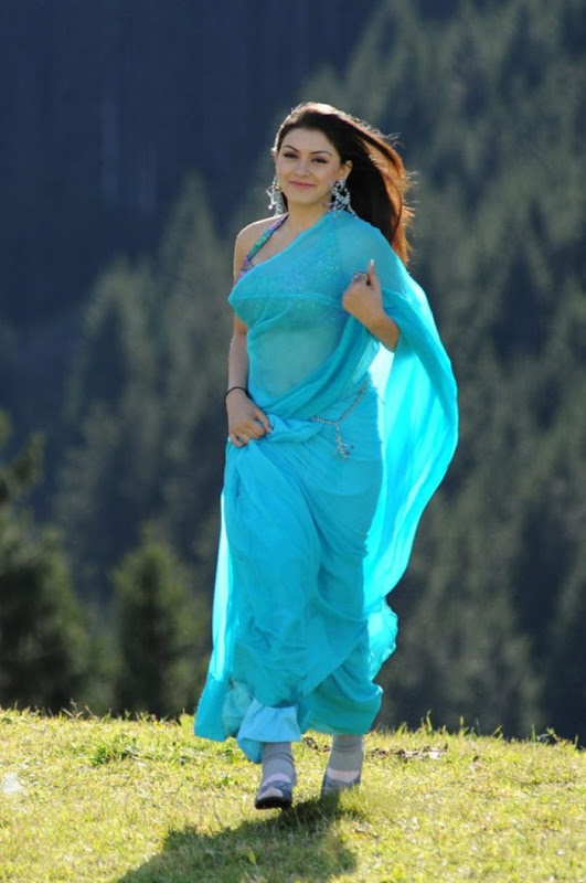 Hansika In Hot Blue Saree PhotosWallpaper Photoshoot images