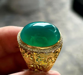 Batu Bacan Doko Super Quality BC047 Giwang Berair Body Glass ikatan Perak Mewah