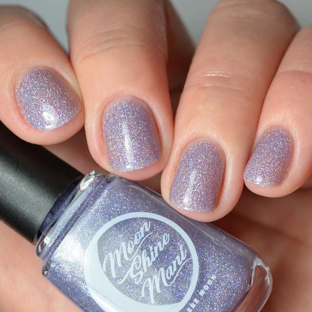 purple holo nail polish four finger swatch