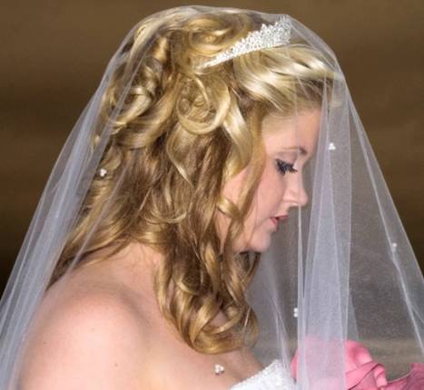 wedding hairstyles with veil and tiara