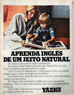 propaganda curso de inglês Yázigi - 1978; os anos 70; propaganda na década de 70; Brazil in the 70s, história anos 70; Oswaldo Hernandez;