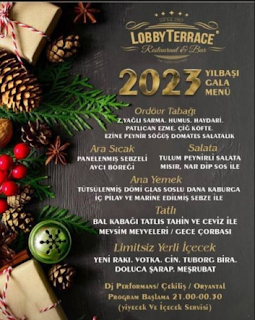 Lobby Terrace Restaurant Van Yılbaşı Programı 2023 Menüsü