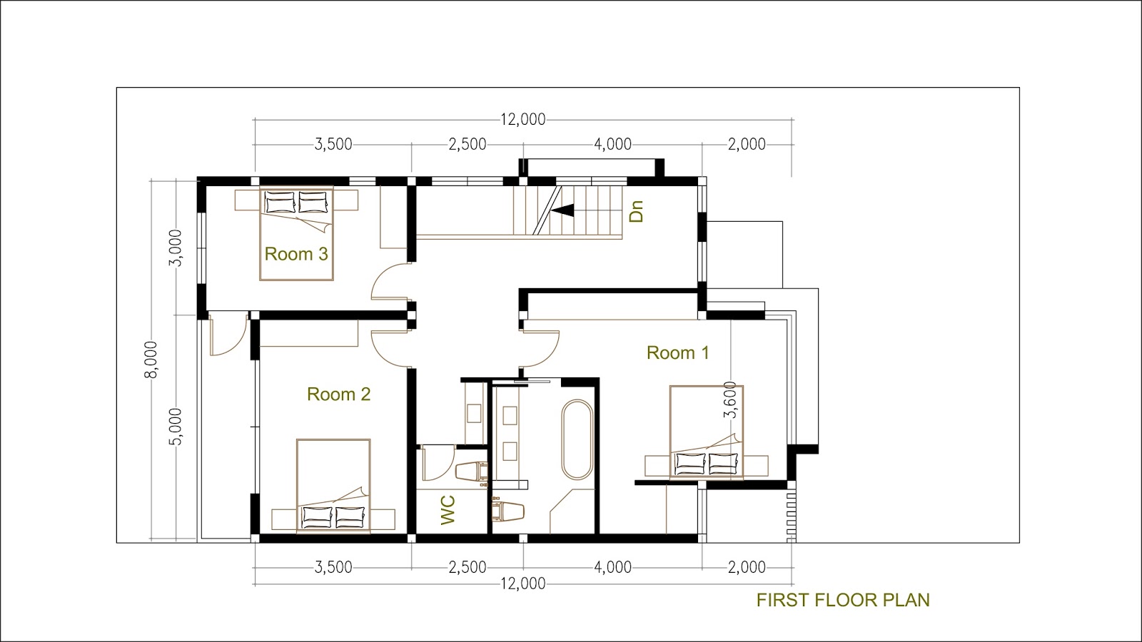  House  Plan  Map SketchUp Modern  Home  Plan  Size  8x12m