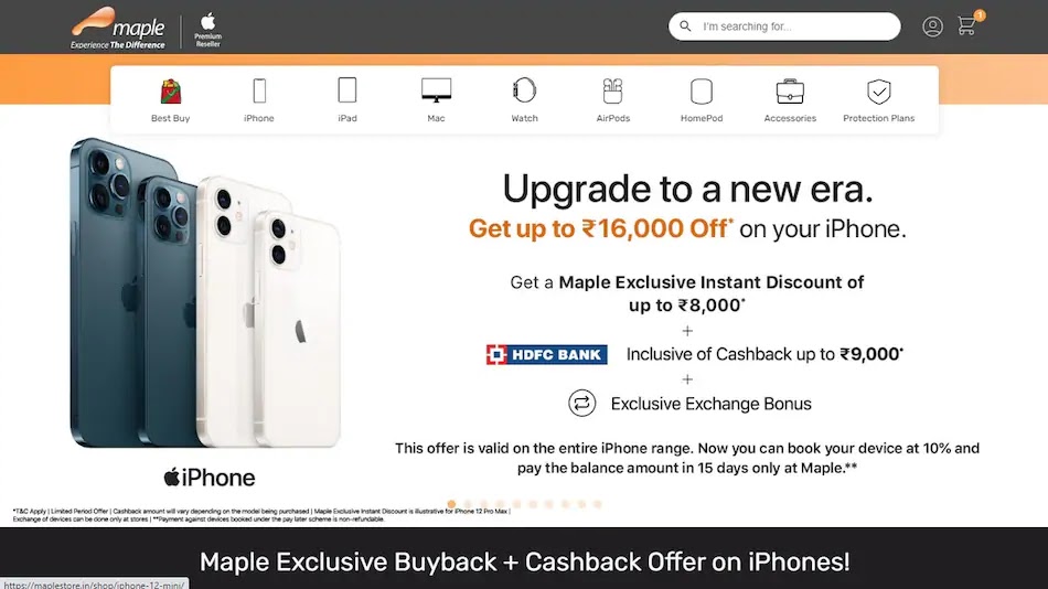 Apple iPhone 12 has a discount of Rs 16,000 at Maple online, offline store