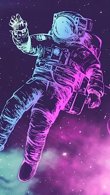 Wallpaper For Phone Astronaut, Pink, Blue, Space, Art, Tumblr, Stars