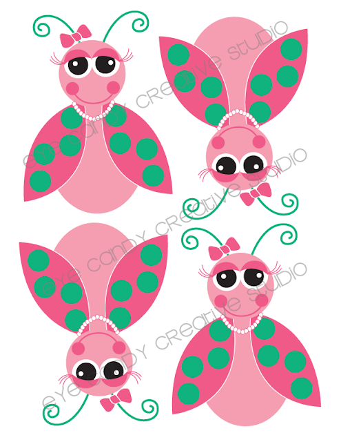 ladybug graphics, baby shower ladybug decor, centerpiece decor