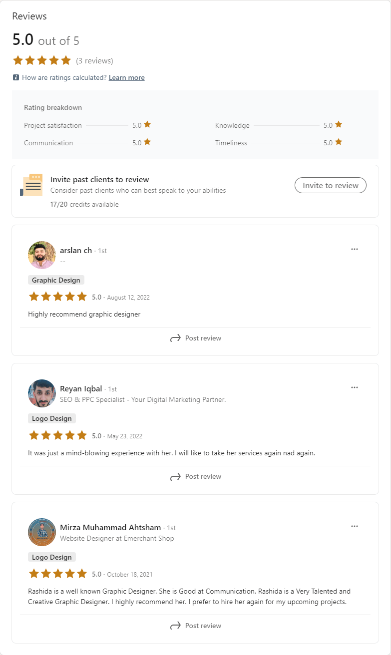 Linkedin Clients Reviews