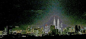 Kuala Lumpur skyline coloured illustration