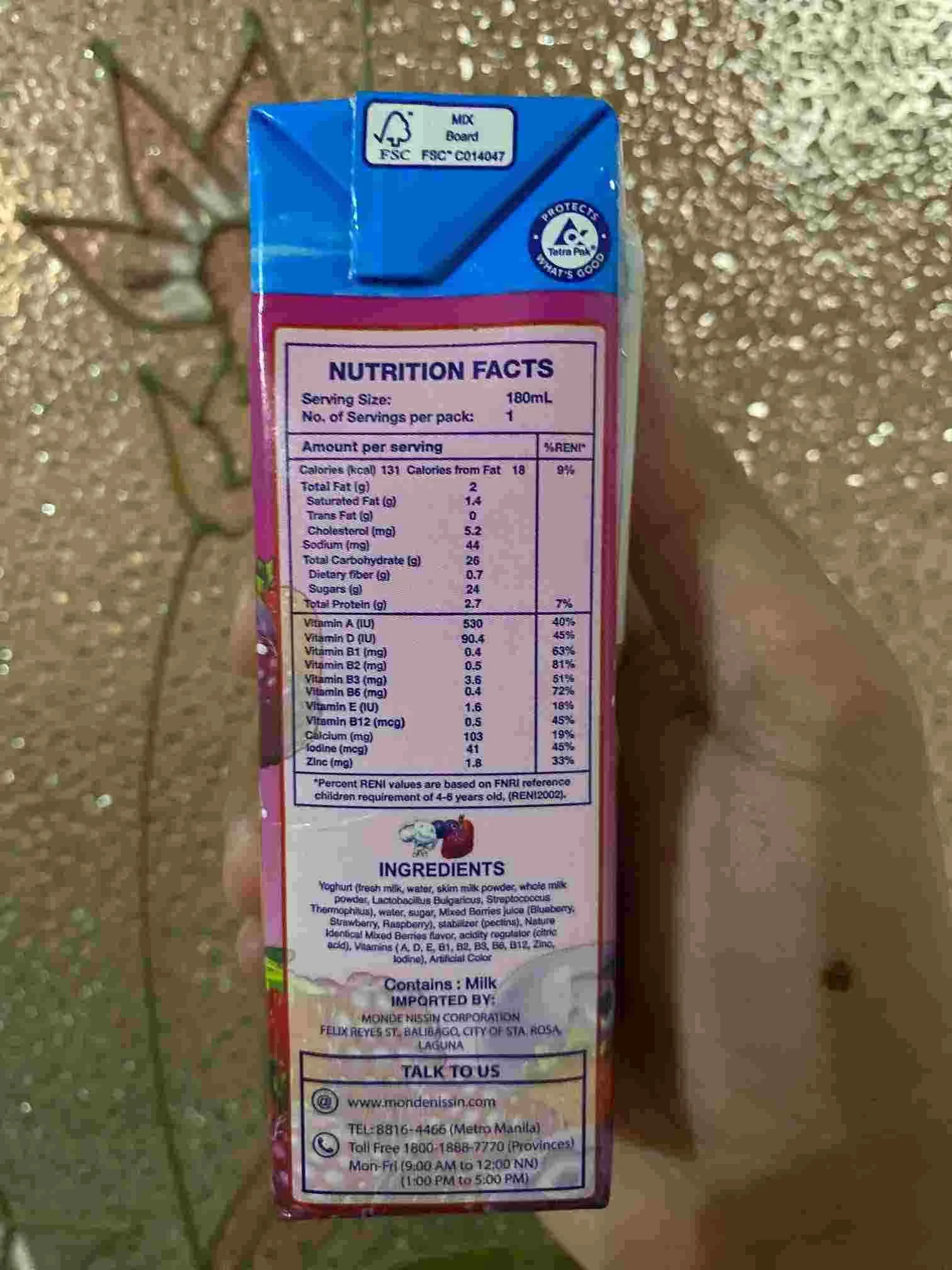 Dutch Mill Yoghurt Drink nutrient content