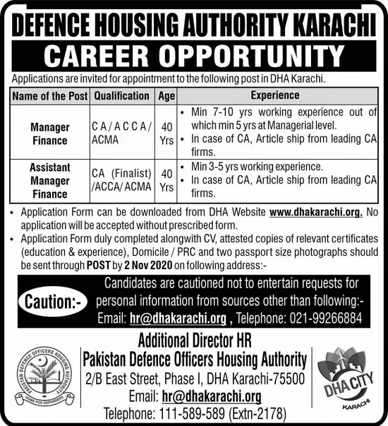 defence-housing-authority-karachi-jobs-2020-appliaction