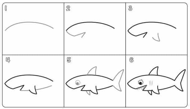 Como Dibujar un Tiburon muy Facil en Pocos Pasos [ Guia ]