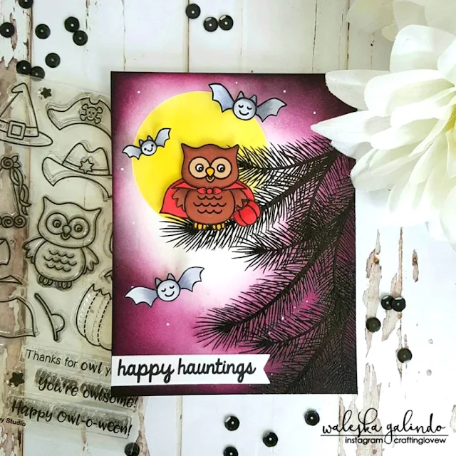 Sunny Studio Stamps: Halloween Card by Waleska Galindo (using Halloween Cuties, Happy Owl-o-ween & Holiday Style)