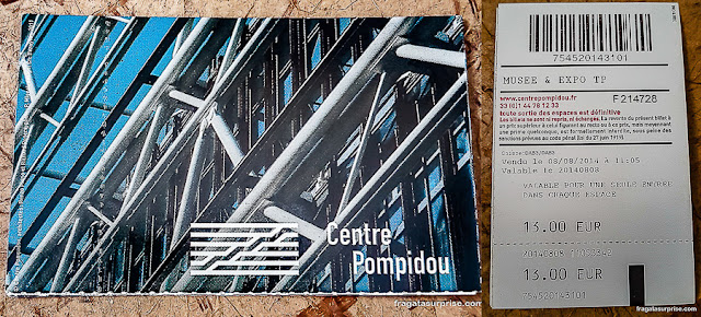 Ingresso para o Beaubourg, Centro Georges Pompidou, Paris