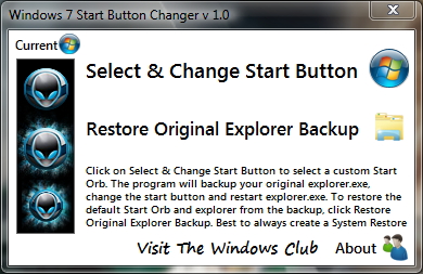 Windows 7 Start Button Changer v 1.0 + MegaPack de Orbs