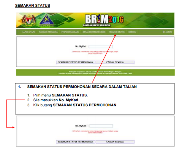 Cara Semak Status Permohonan BR1M 2016