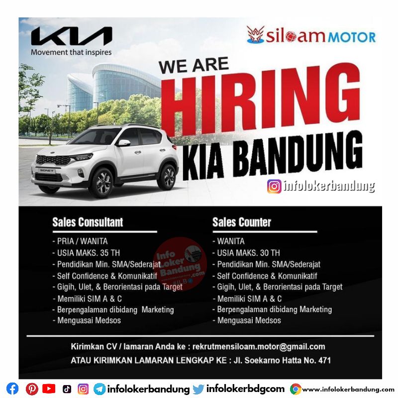 Follow IG ILB : @infolokerbandung - Lowongan Kerja PT. Siloam Motor Bandung April 2023