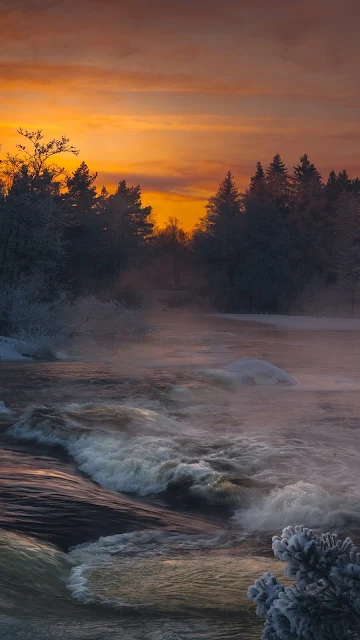Dark Winter Sunlight Sunset Lake