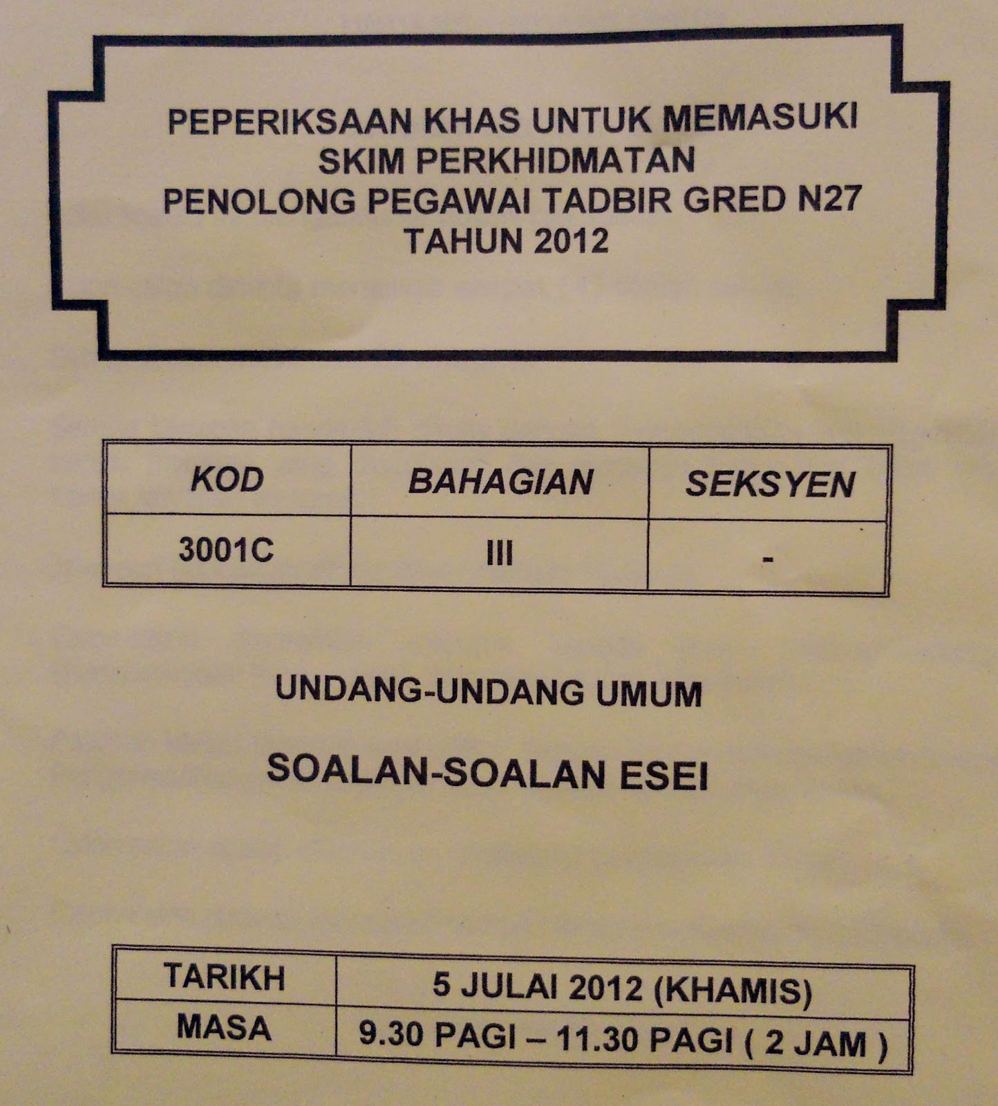 *: SOALAN KPSL (BAHAGIAN 111: KOD 3001C)