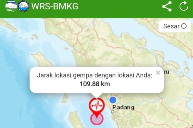 Gempa Magnitudo 5 Guncang Sumbar