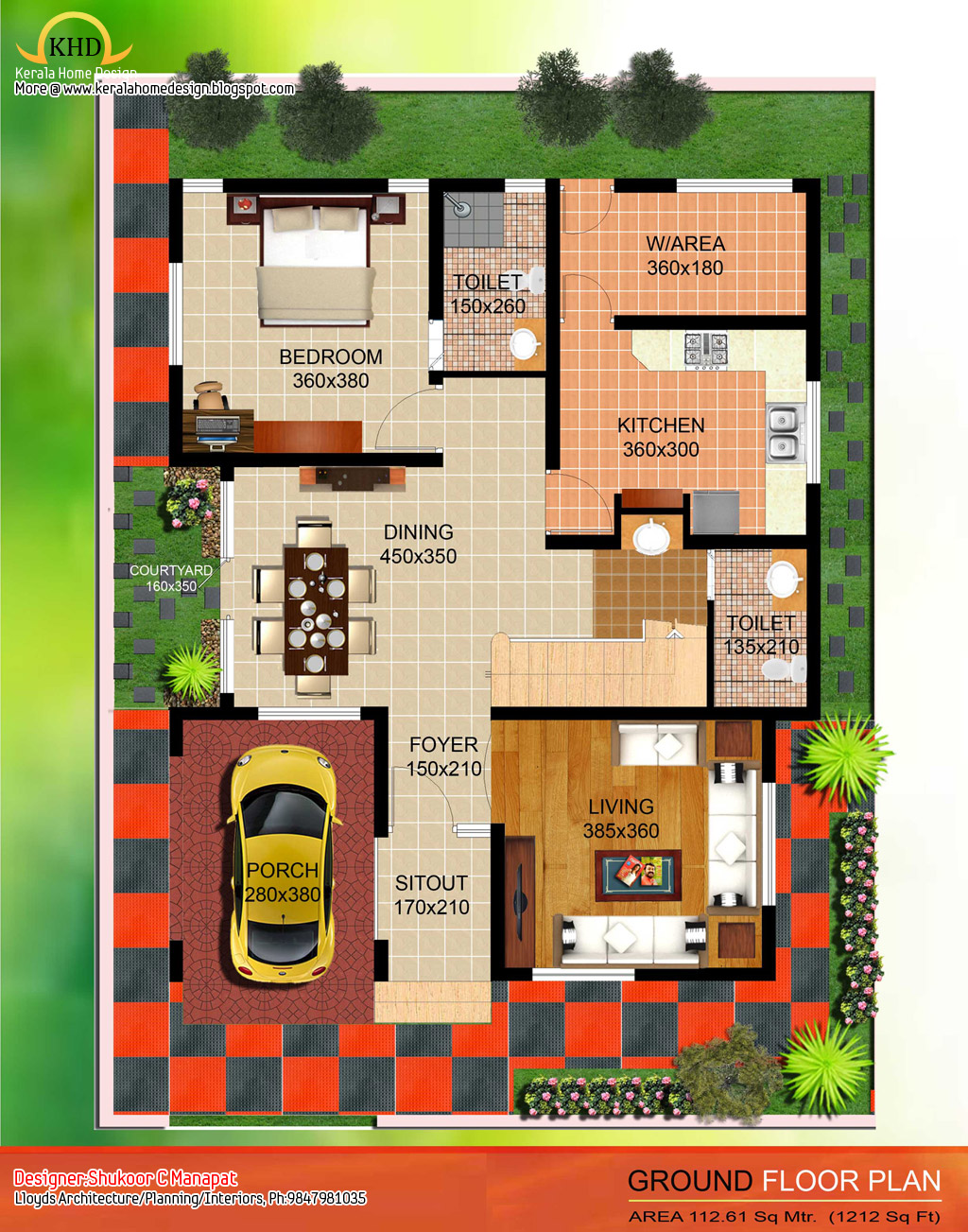 2035 Sq Ft 4 Bedroom Contemporary Villa Elevation  and 